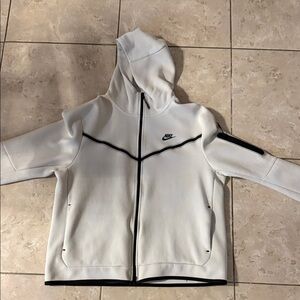 Nike White and Black Hooded Jacket
